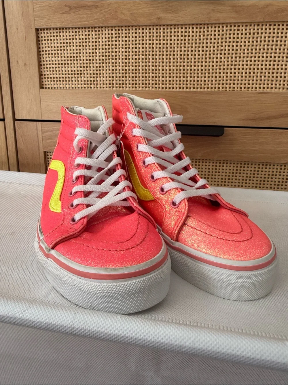 Vans - size 3 - NWT sk8 hi zip neon glitter sneakers